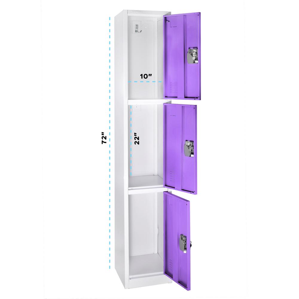 72 in. H x 12 in. W x 12 in. D Triple-Compartment Steel Tier Key Lock Storage Locker in Purple (4-Pack)