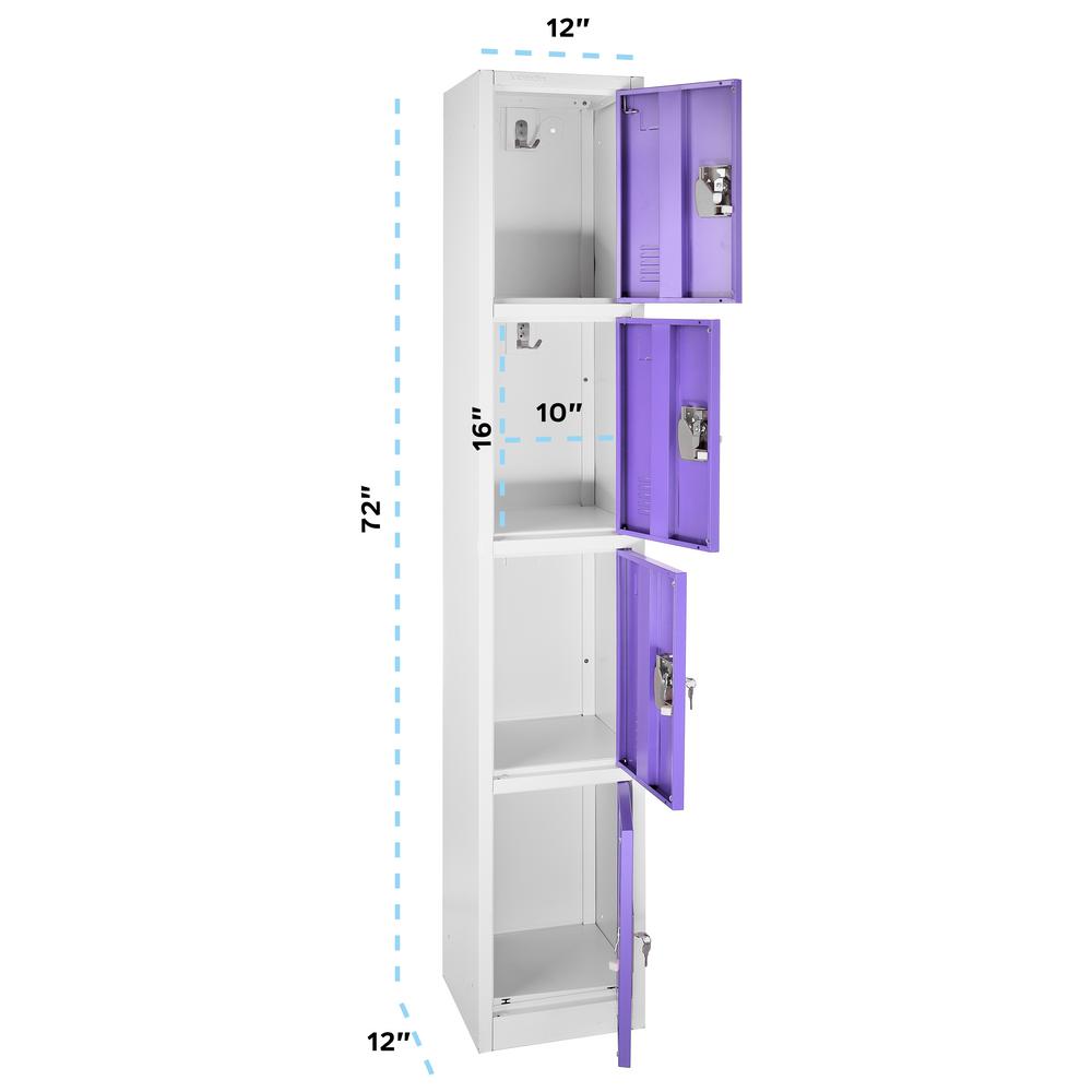72 in. H x 12 in. W x 12 in. D 4-Compartment Steel Tier Key Lock Storage Locker in Purple 2 Pack