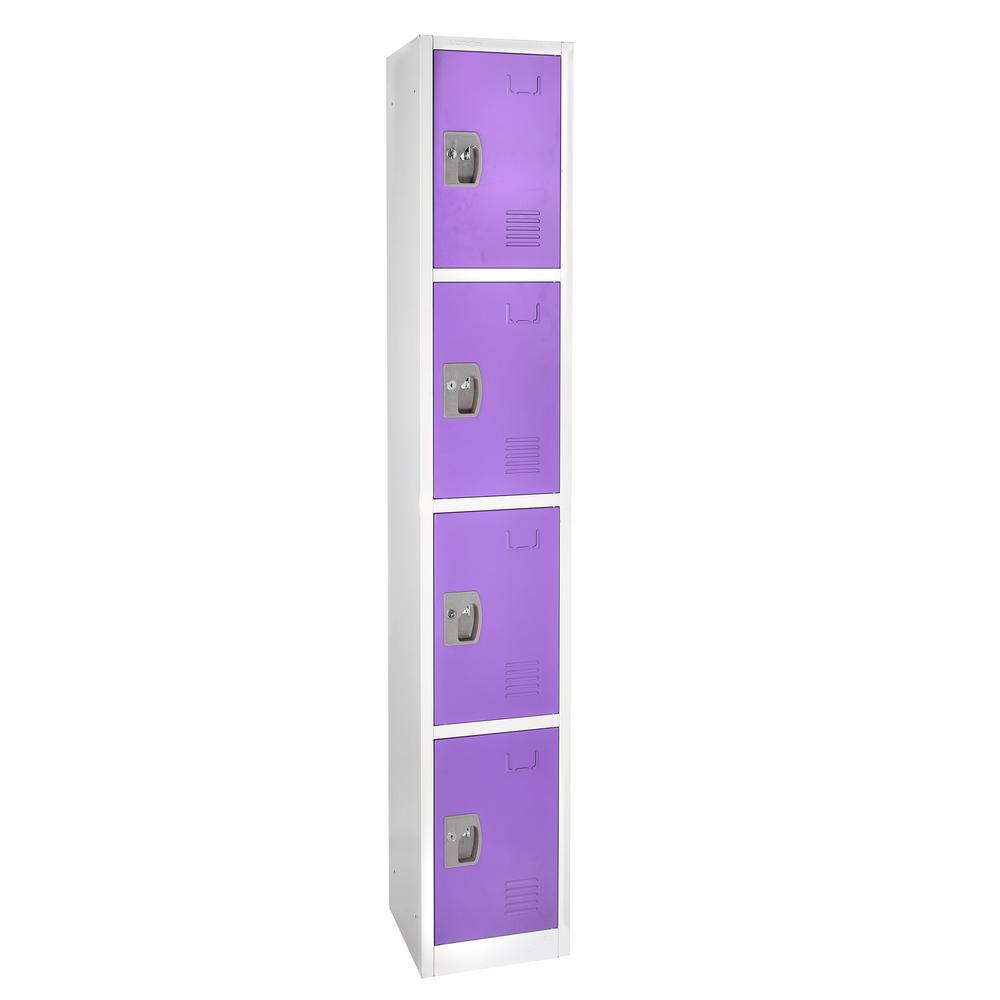 72 in. H x 12 in. W x 12 in. D 4-Compartment Steel Tier Key Lock Storage Locker in Purple (4-Pack)