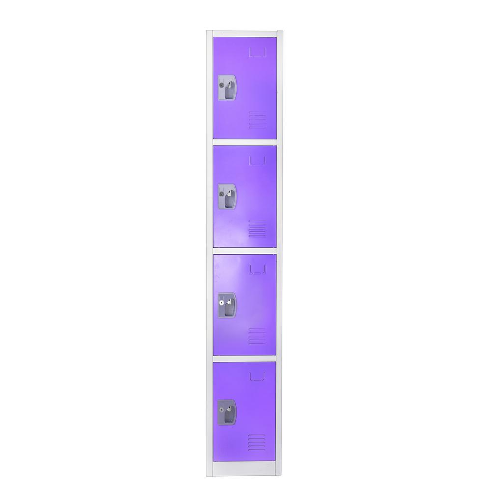 72 in. H x 12 in. W x 12 in. D 4-Compartment Steel Tier Key Lock Storage Locker in Purple 2 Pack