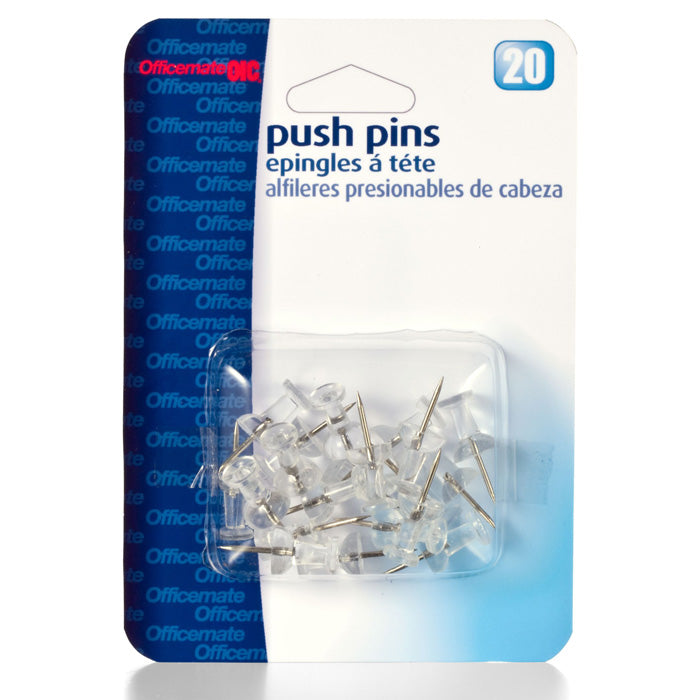 Push Pins, Clear, 20/Card