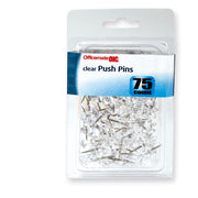 Push Pins, Clear, 75/Clamshell Pack
