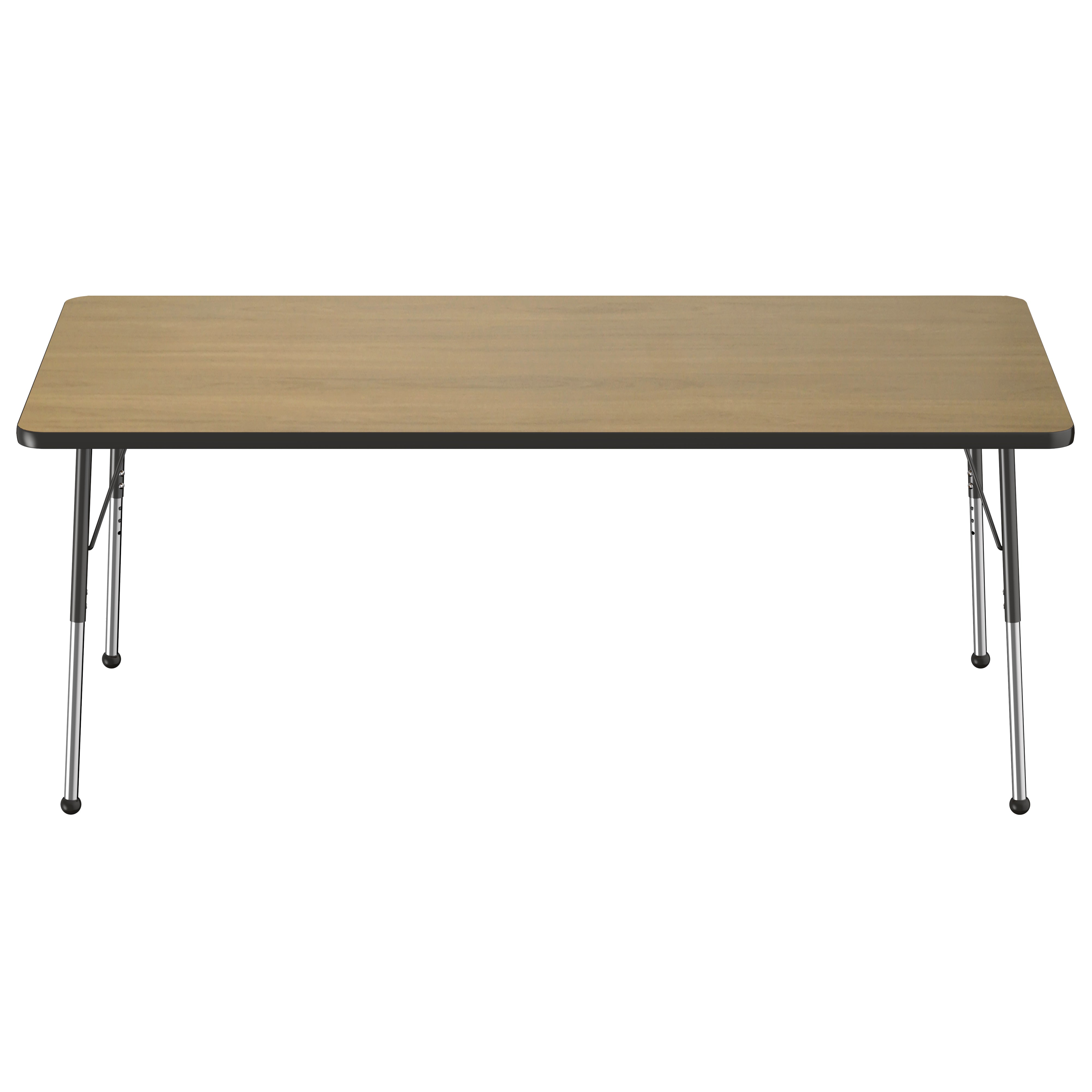 36" x 72" Rectangle T-Molding Activity Table with Adjustable Standard Ball Glide Legs - Pasadena Oak/Black