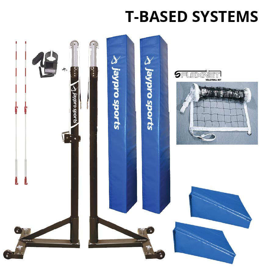 T-Base - Competition Volleyball Net System (FeatherLite  (Pin-Stop Height Adjust) Upright) - NFHS, NCAA, USVBA Compliant