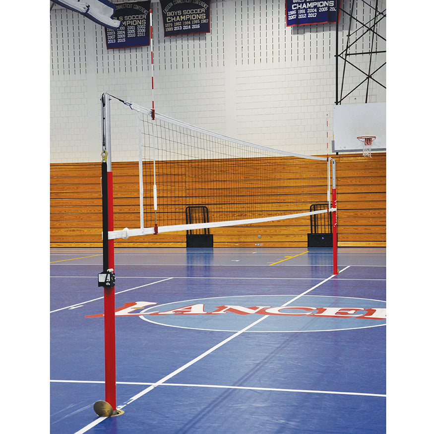 Hybrid Steel Volleyball Net System with Custom Graphics  (3 in. Floor Sleeve) - NFHS, NCAA, USVBA Compliant