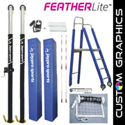 FeatherLite  Volleyball System Deluxe Package with Custom Graphics (3 in. Floor Sleeve) - NFHS, NCAA, USVBA Compliant