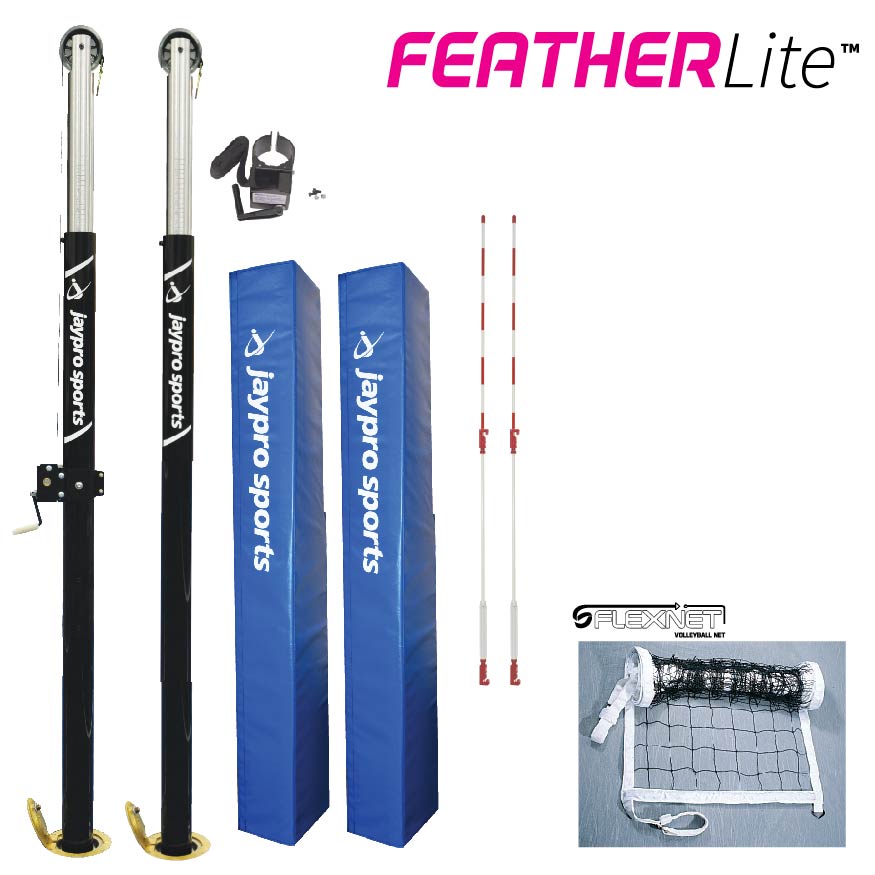 FeatherLite  Volleyball System (3-1/2 in. Floor Sleeve) - NFHS, NCAA, USVBA Compliant