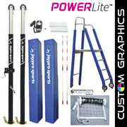 PowerLite   Volleyball System Deluxe Package with Custom Graphics  (3 in. Floor Sleeve) - NFHS, NCAA, USVBA Compliant