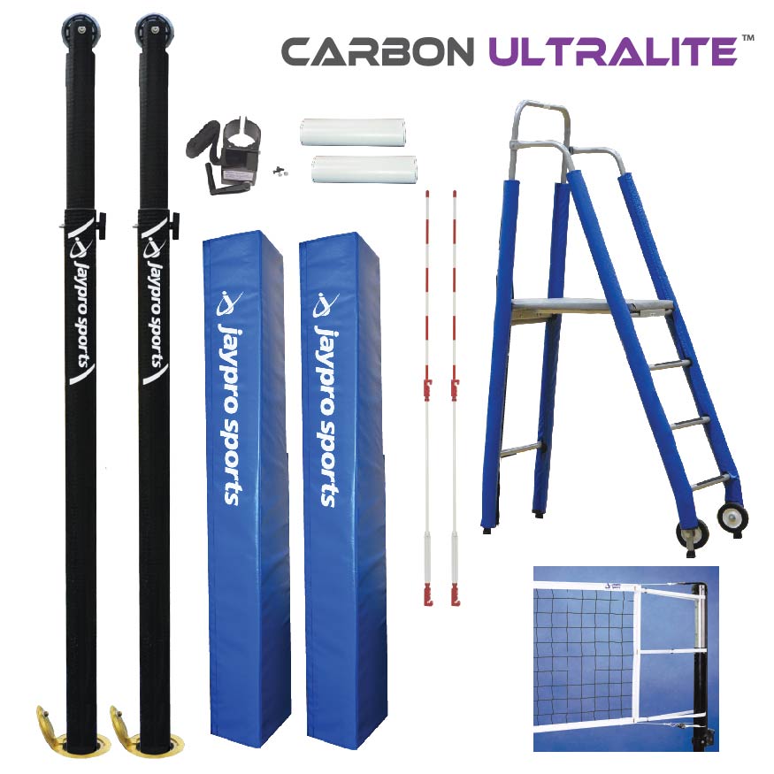 Carbon Ultralite  Volleyball Deluxe Package (3 in. Floor Sleeve) - NFHS, NCAA, USVBA Compliant