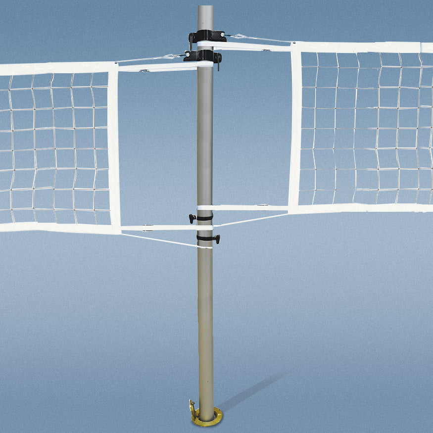 Multi-Sport Volleyball Net Center Upright System with Custom Graphics  (3-1/2 in. Floor Sleeve)