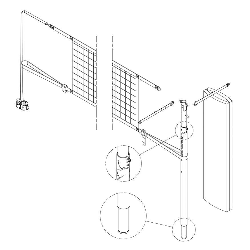FeatherLite  Volleyball Net Center Upright System with Custom Graphics  (3 in. Floor Sleeve) - NFHS, NCAA, USVBA Compliant