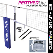 FeatherLite  Volleyball Net Center Upright System with Custom Graphics  (3 in. Floor Sleeve) - NFHS, NCAA, USVBA Compliant
