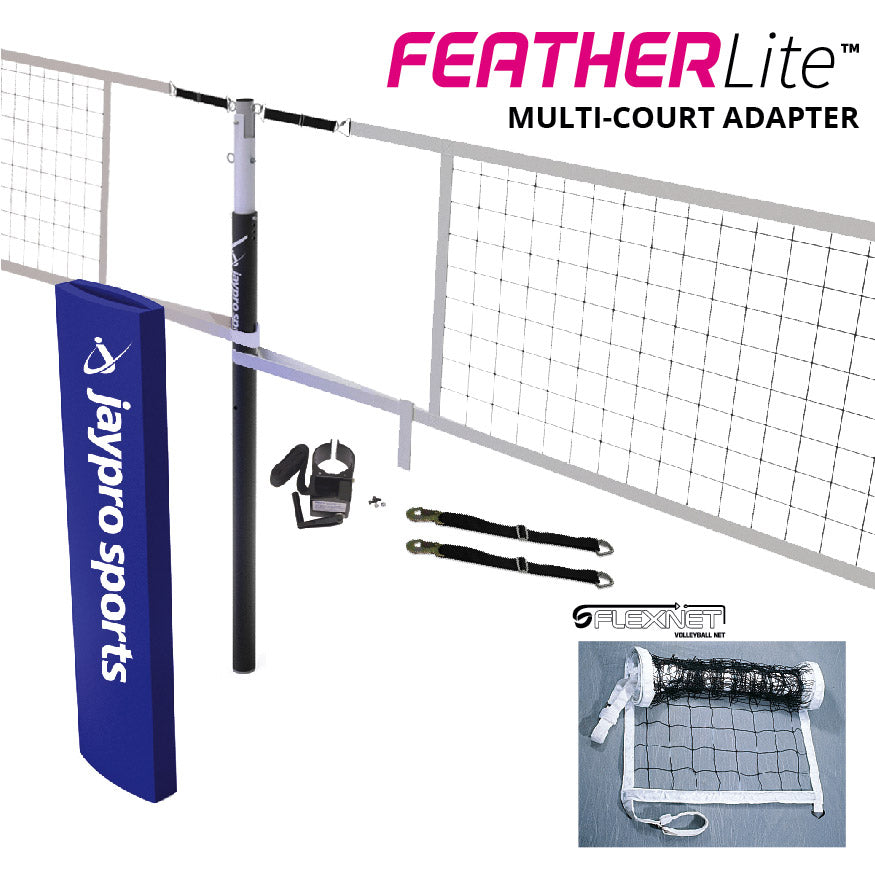 FeatherLite  Volleyball Net Center Upright System (3-1/2 in. Floor Sleeve) - NFHS, NCAA, USVBA Compliant