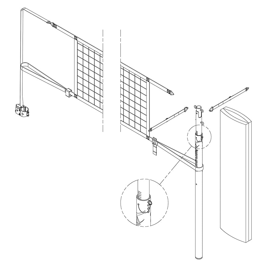 FeatherLite  Volleyball Net Center Upright System with Custom Graphics  (3-1/2 in. Floor Sleeve) - NFHS, NCAA, USVBA Compliant