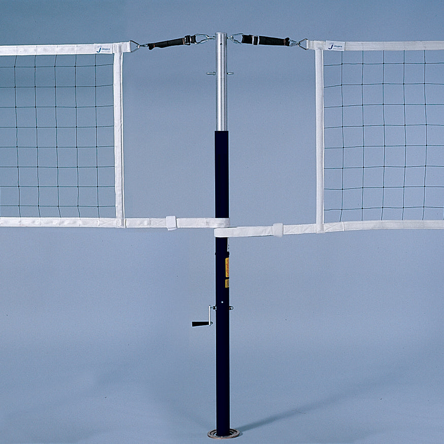 PowerLite  Volleyball Net Center Upright System with Custom Graphics  (3 in. Floor Sleeve) - NFHS, NCAA, USVBA Compliant