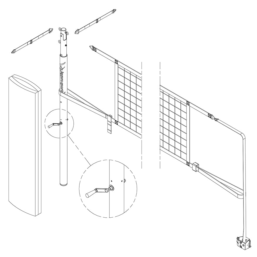 PowerLite  Volleyball Net Center Upright System (3 in. Floor Sleeve) - NFHS, NCAA, USVBA Compliant
