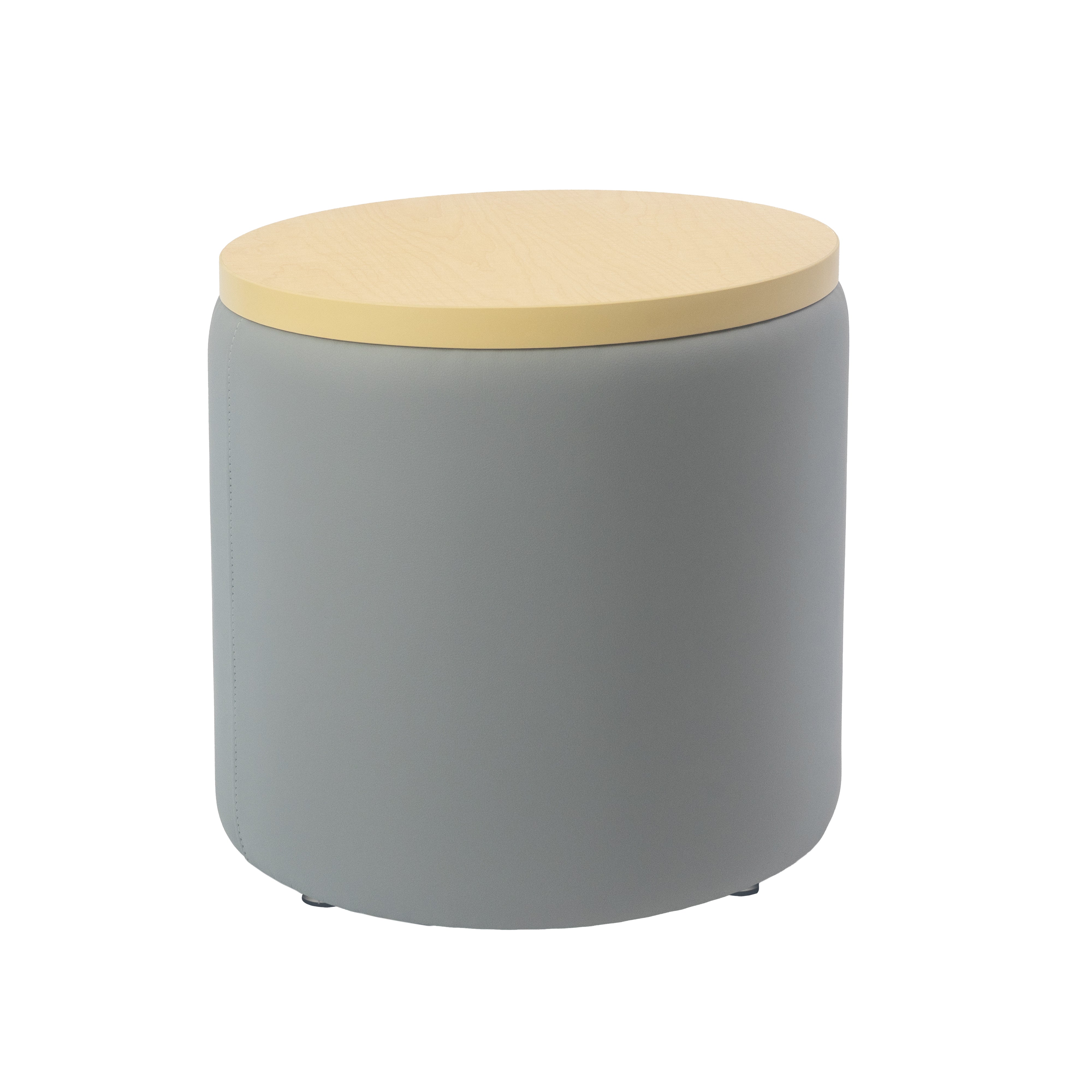 Pro Series Upholstered 18" Round Ottoman Table 18" Height - Gray/Maple