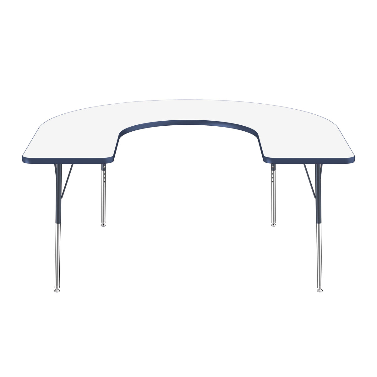 60" x 66" Horseshoe Dry-Erase Activity Table with Adjustable Standard Swivel Glide Legs - Whiteboard/Navy