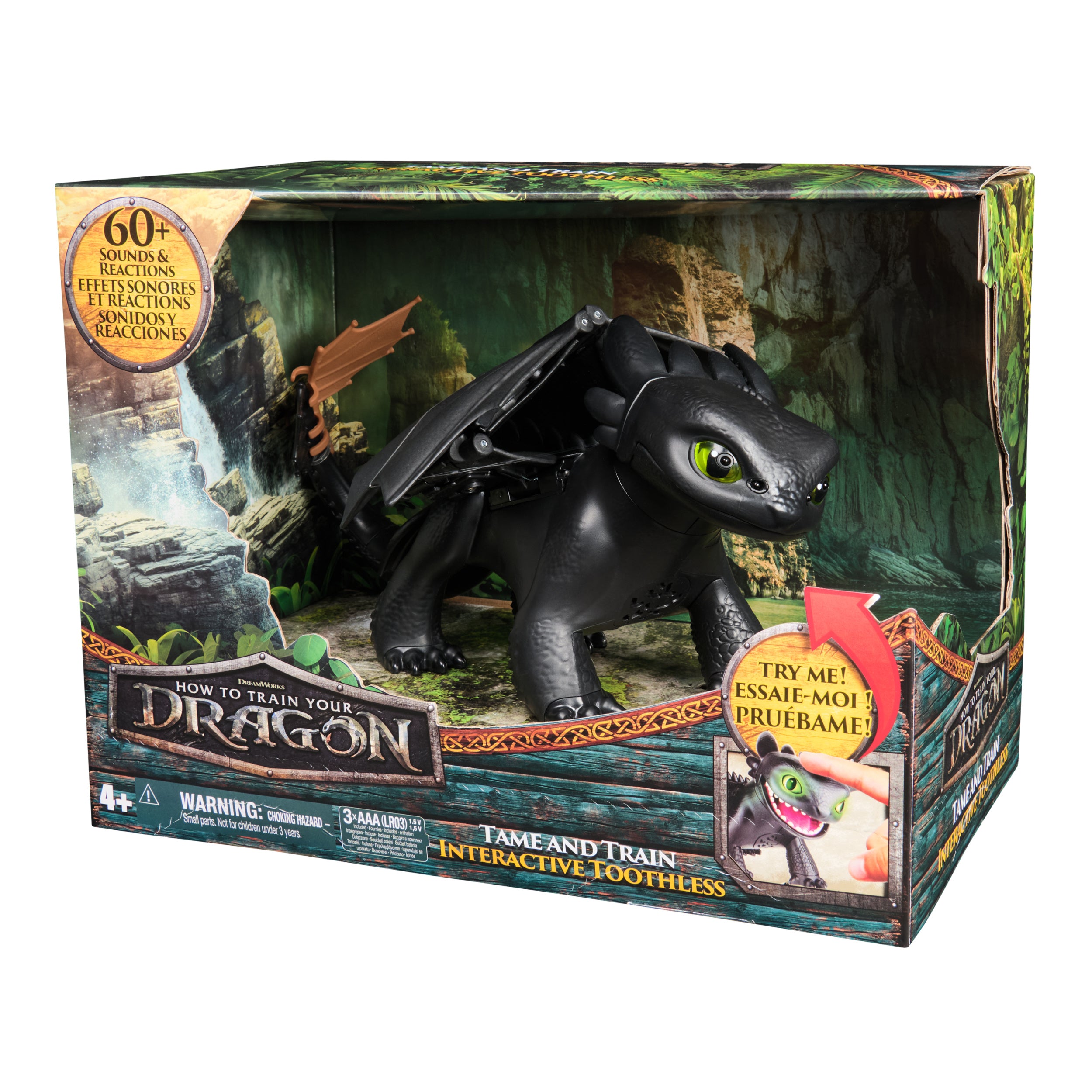 Dreamworks Dragons How to Train Your Dragon, Tame & Train Interactive Toothless with 60 Sounds & Reactions, Kids Toys for Boys & Girls Ages 4 & up