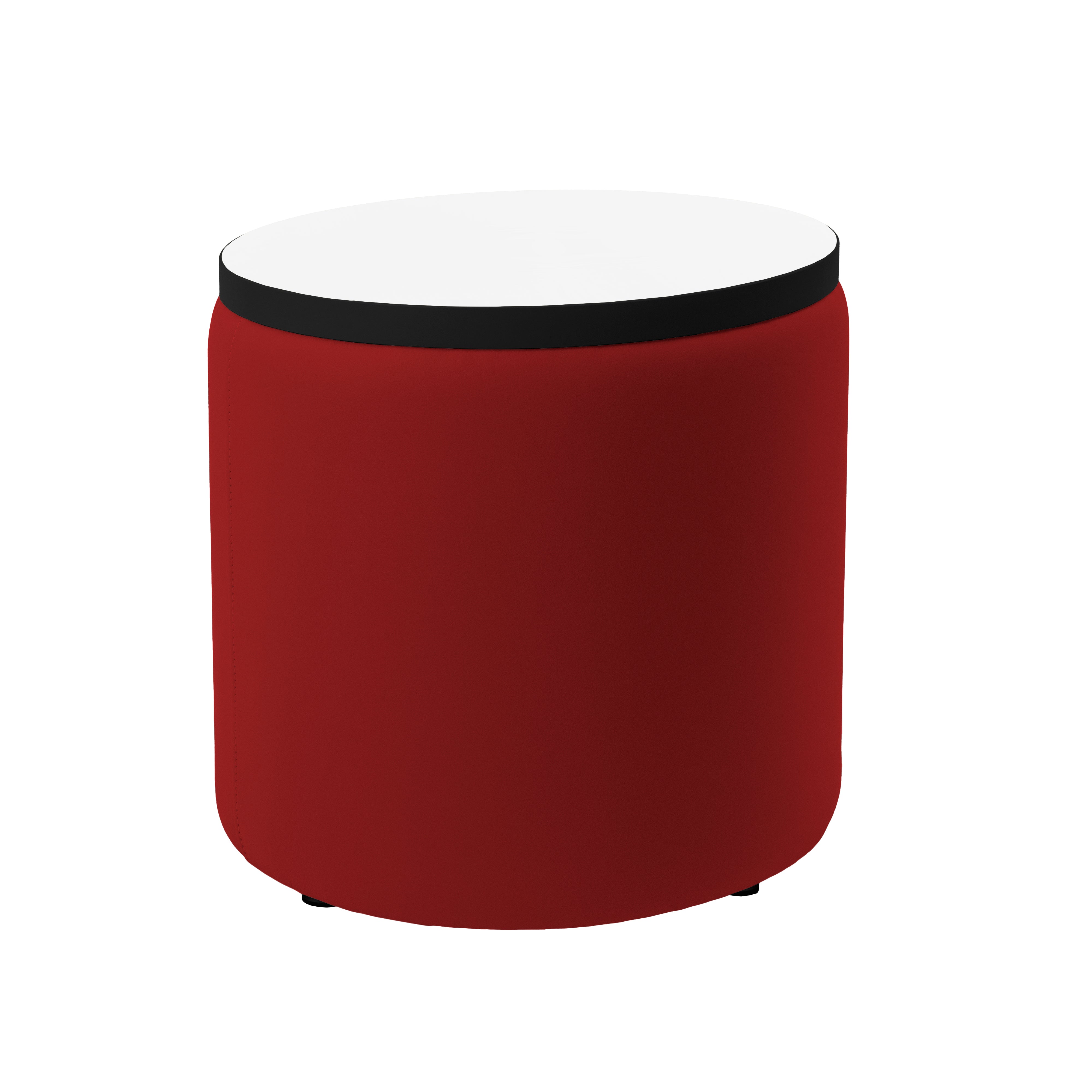 Pro Series Upholstered 18" Round Dry-Erase Ottoman Table 18" Height - Crimson/Whiteboard