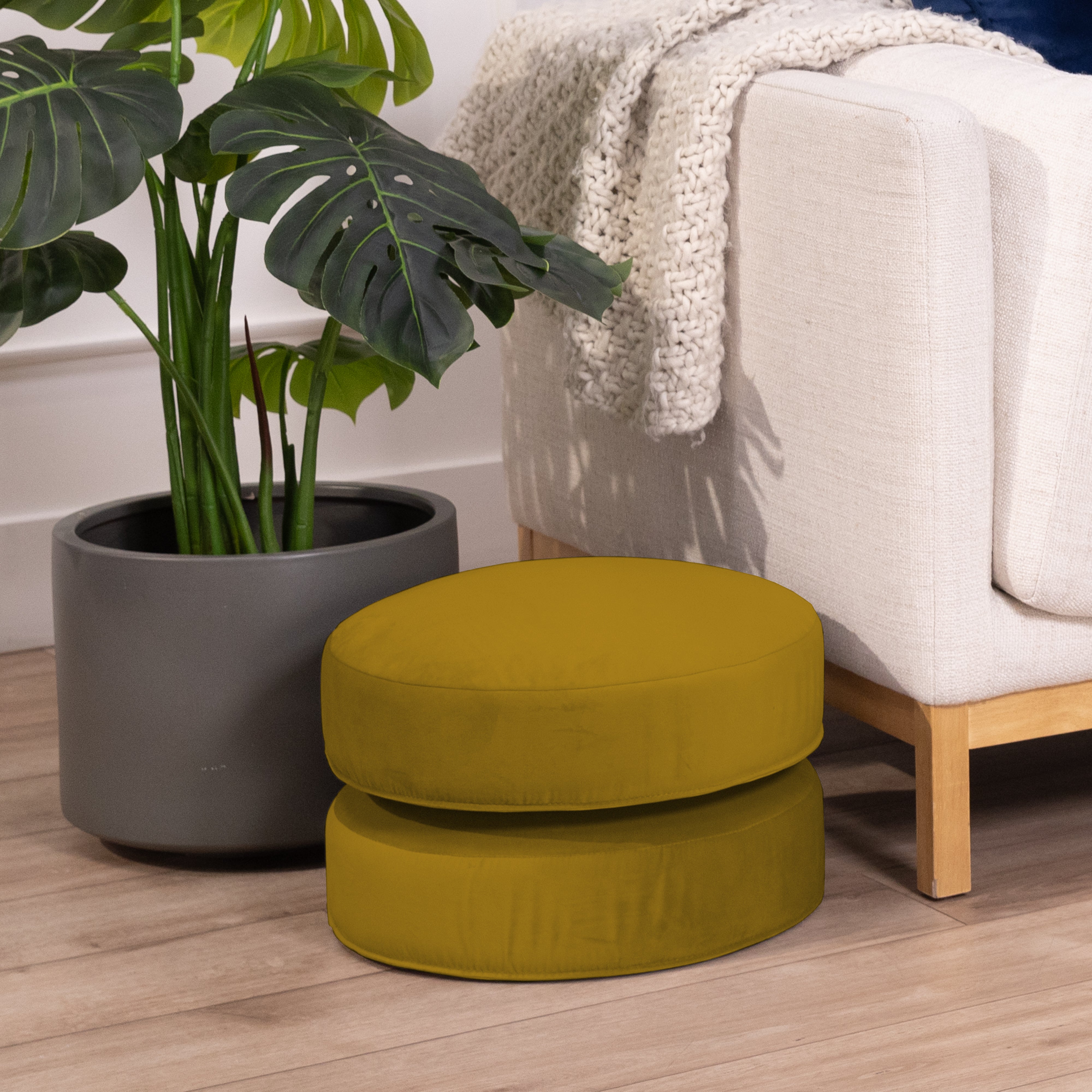 Overstuffed Microfiber Floor Cushions, 2-Piece - Dijon