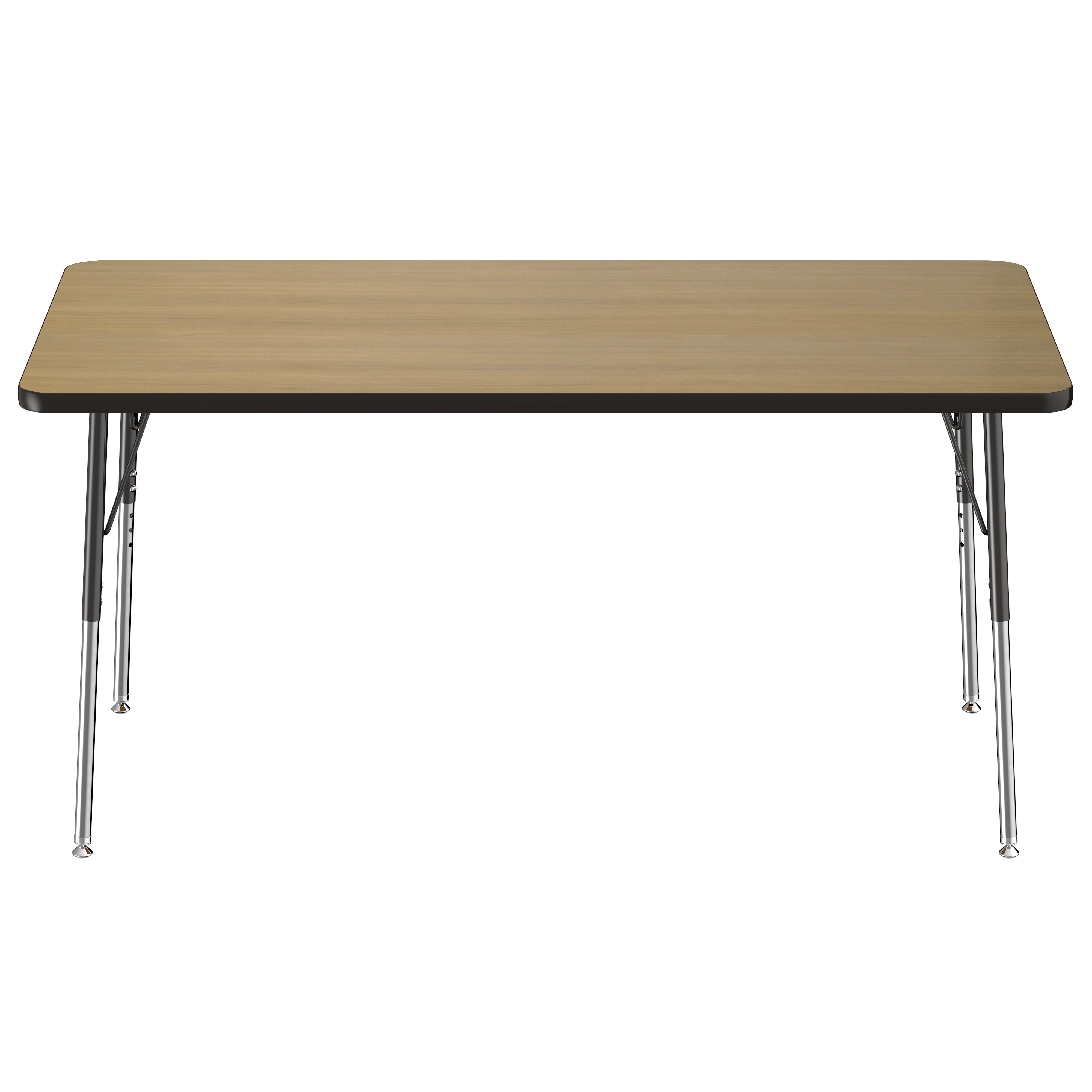 30" x 60" Rectangle Thermofused Activity Table with Adjustable Standard Swivel Glide Legs - Pasadena Oak/Black