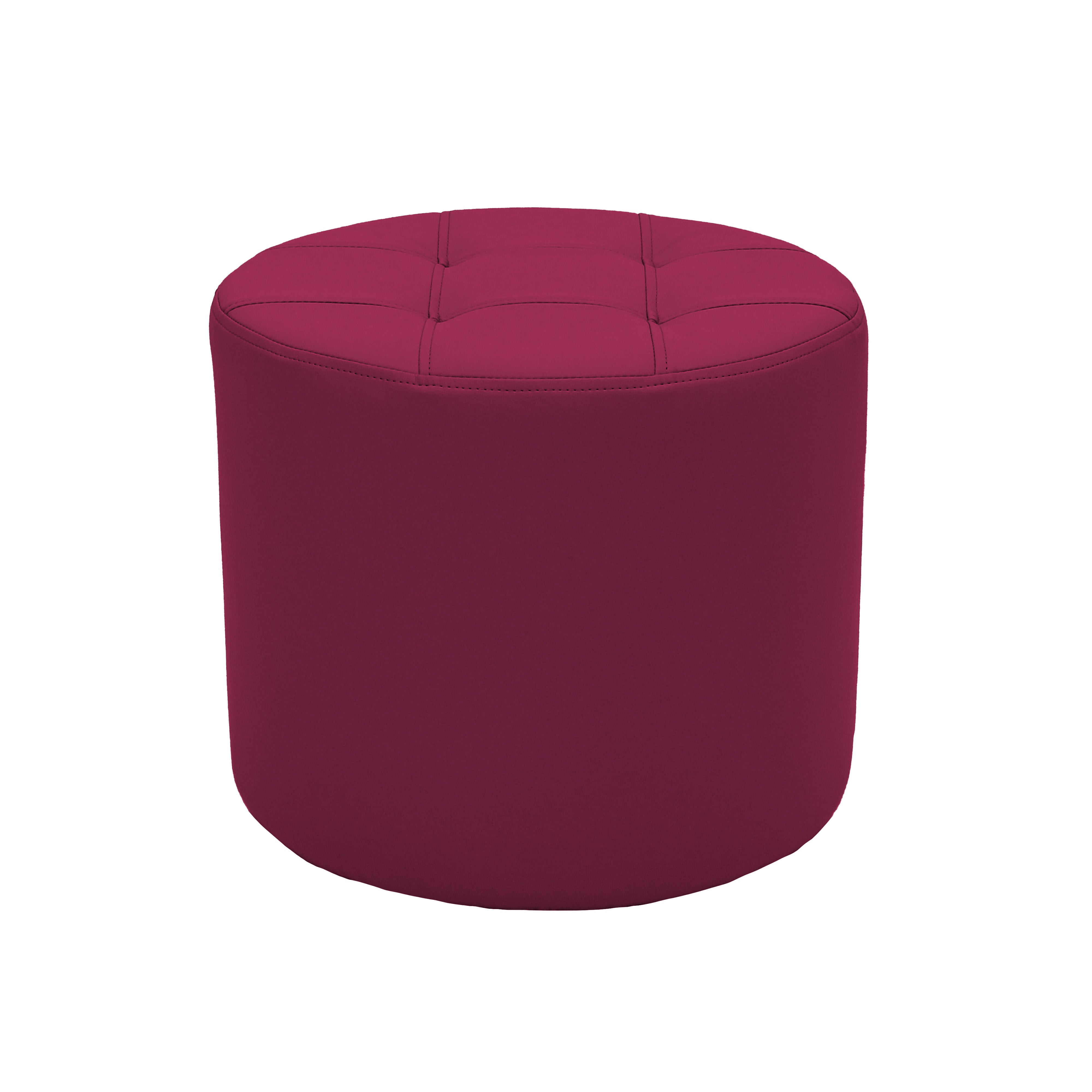 Tufted Round Ottoman 16" Height - Raspberry