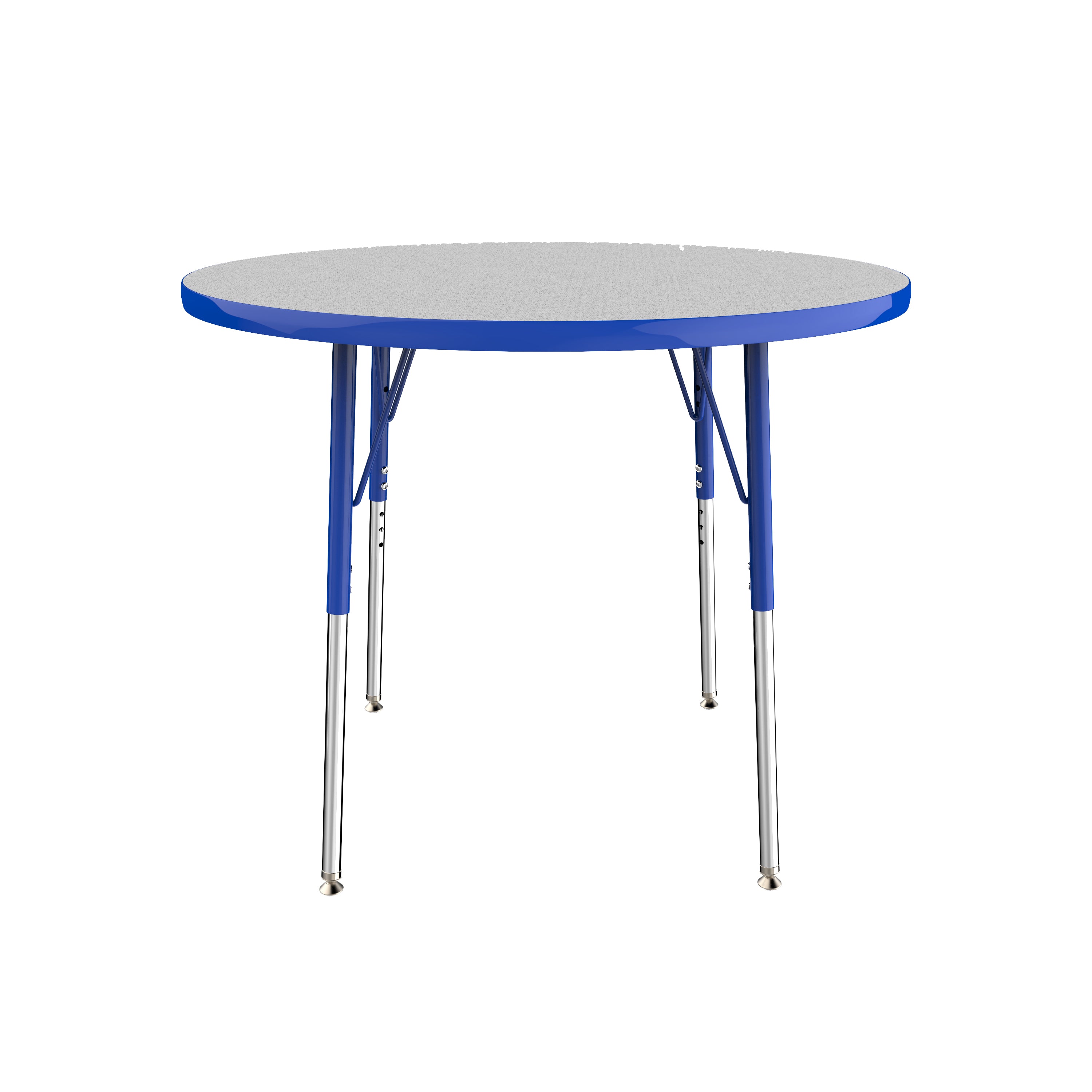 36" Round T-Molding Activity Table with Adjustable Standard Swivel Glide Legs - Gray/Blue