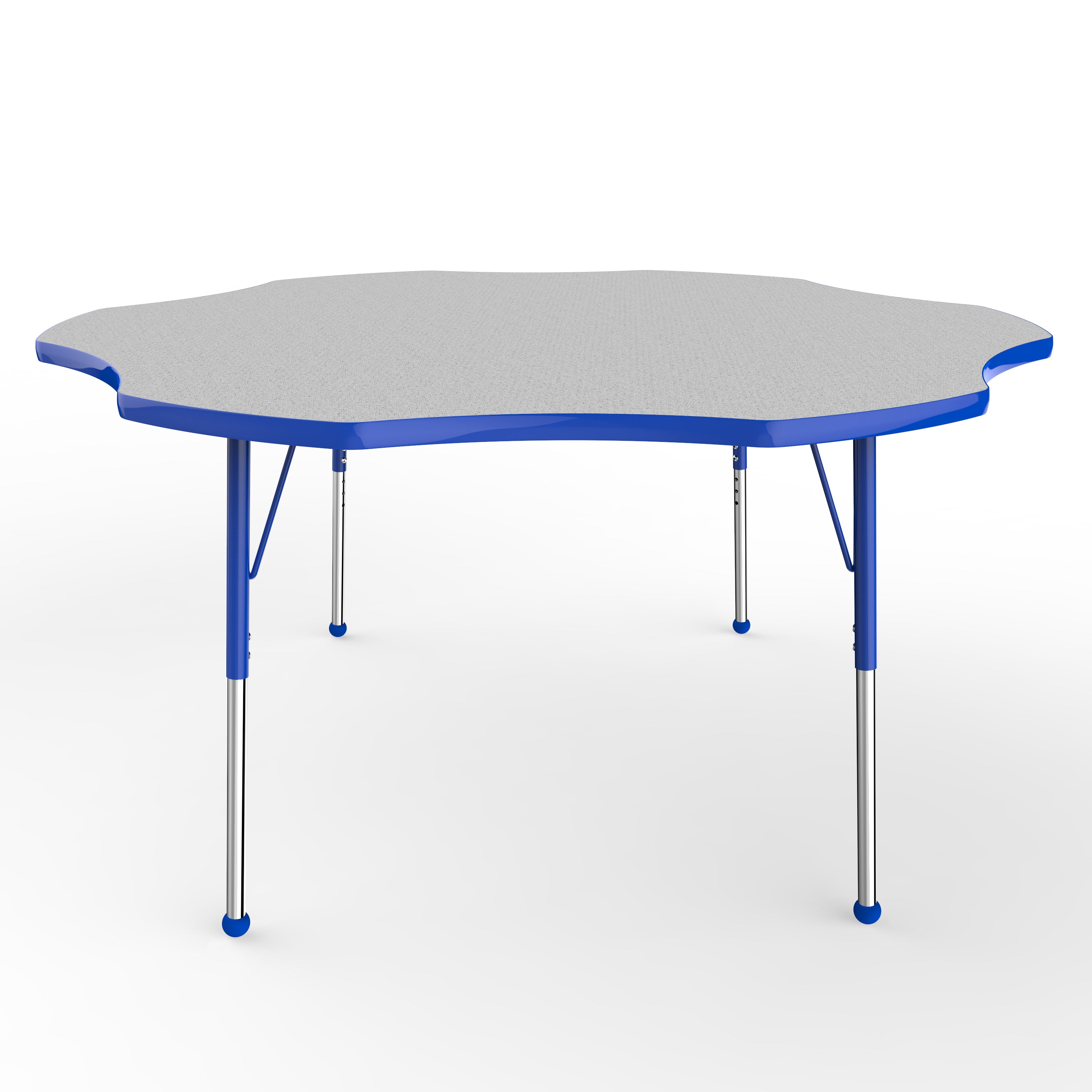60" x 60" Flower T-Molding Activity Table with Adjustable Standard Ball Glide Legs - Gray/Blue