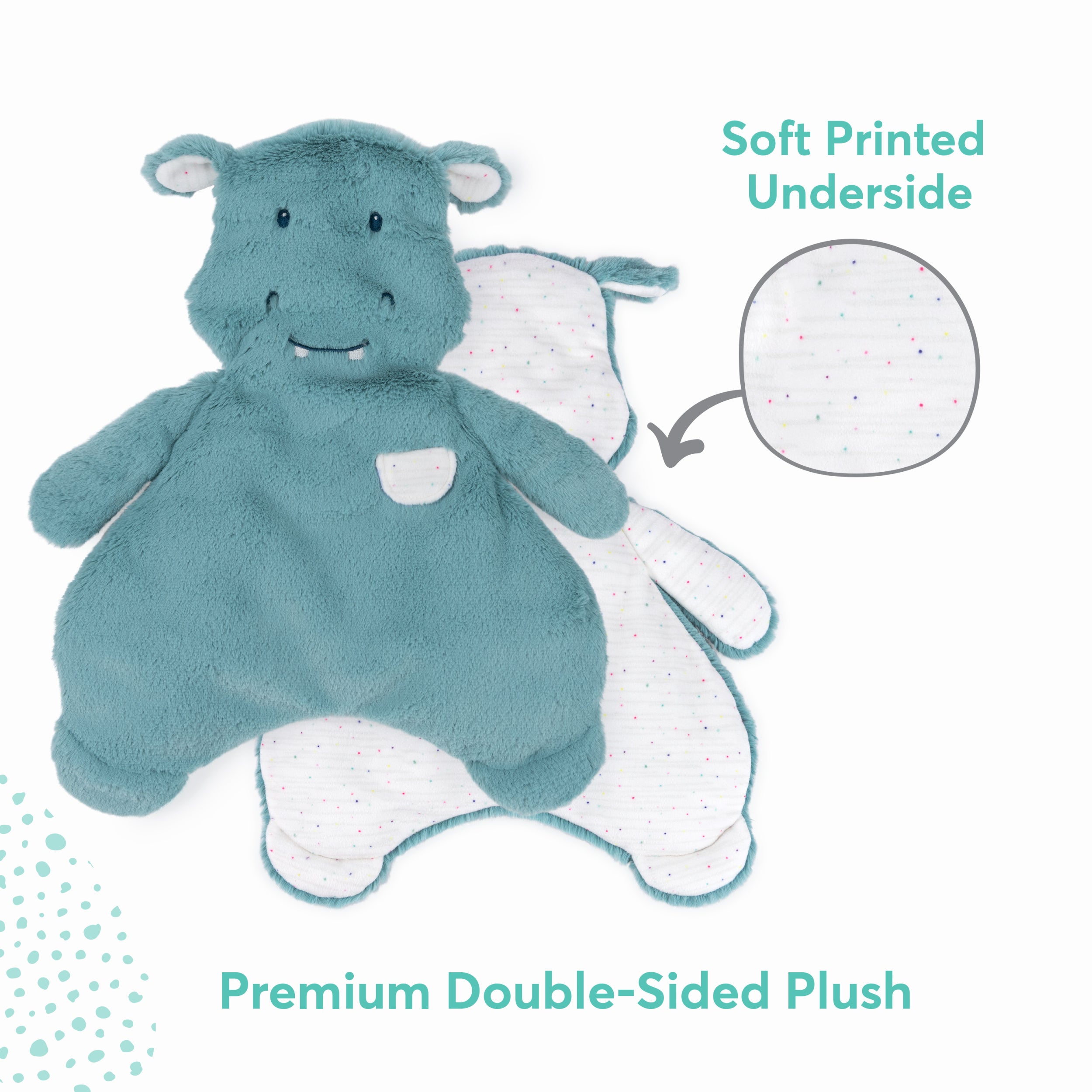 Baby GUND Oh So Snuggly Hippo Lovey, Premium Soft Plush Blanket for Babies and Newborns, Teal