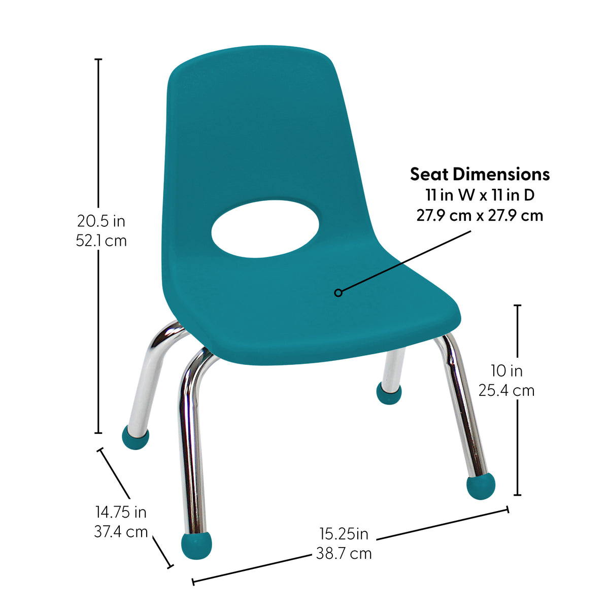 10" Stack Chair with Ball Glides, 120-Pack/Pallet - Teal