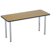 24" x 60" Rectangle Thermofused Activity Table with Adjustable Super Legs - Pasadena Oak/Navy/Silver