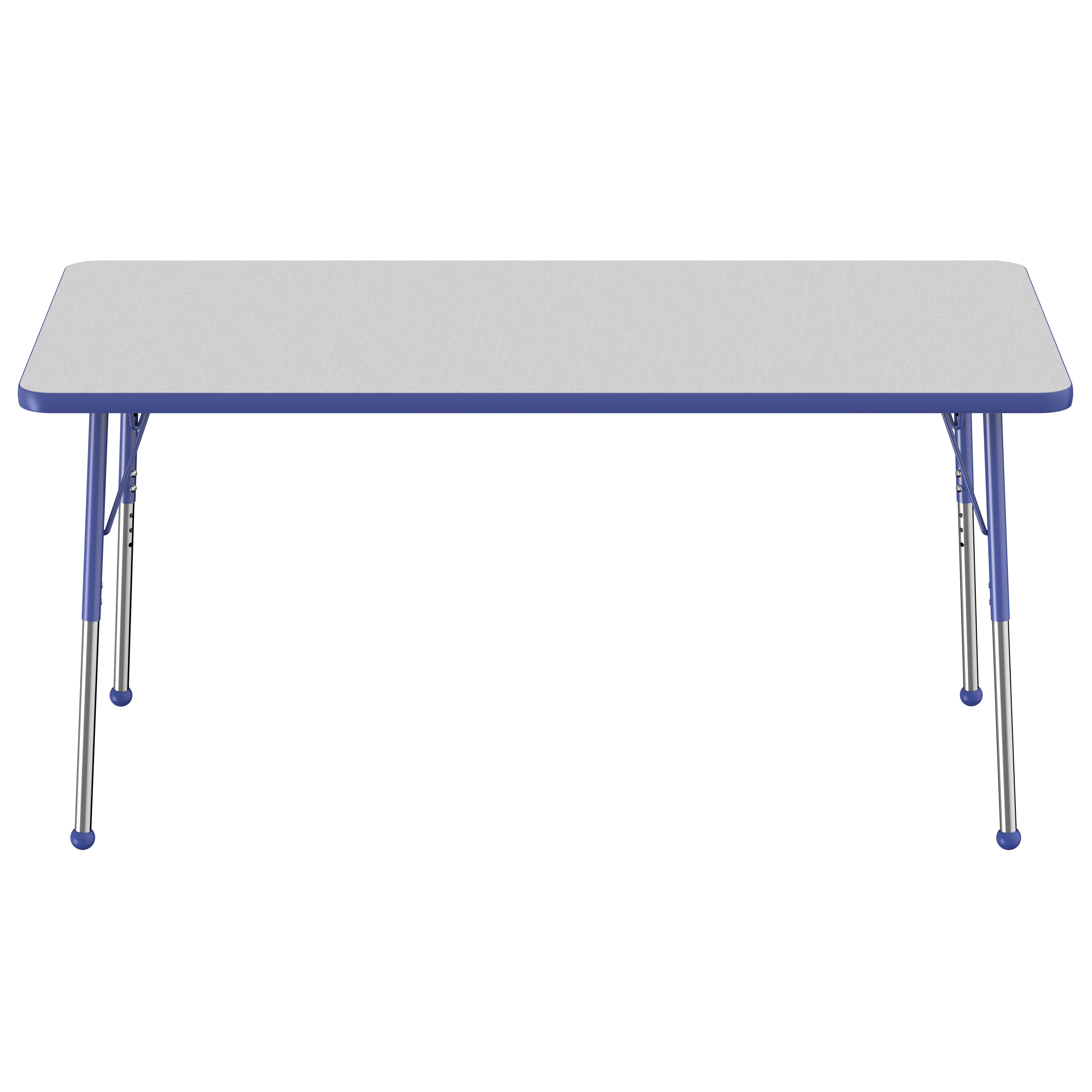30" x 60" Rectangle Thermofused Activity Table with Adjustable Standard Ball Glide Legs - Gray/Blue