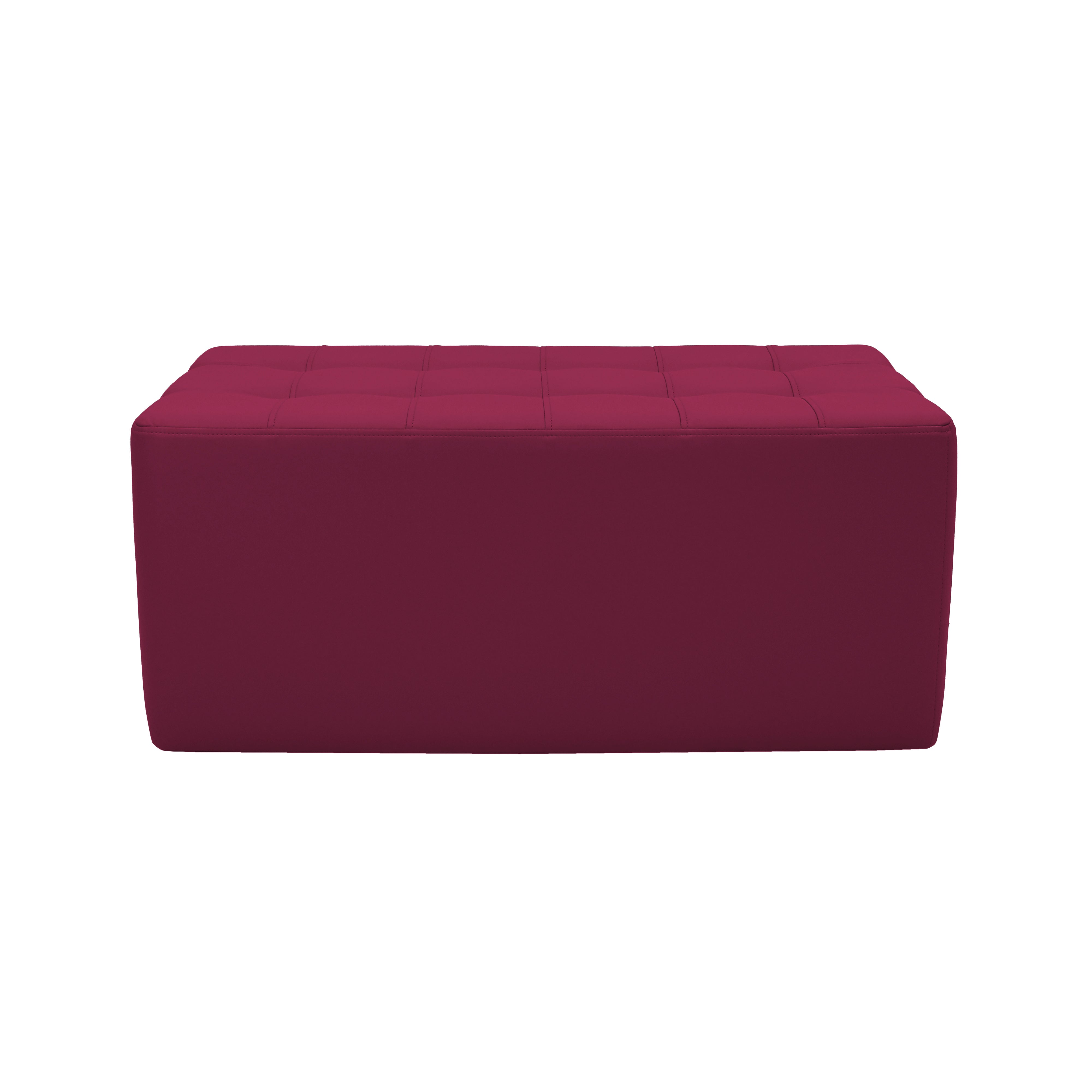 Tufted Rectangle Ottoman 16" Height - Raspberry