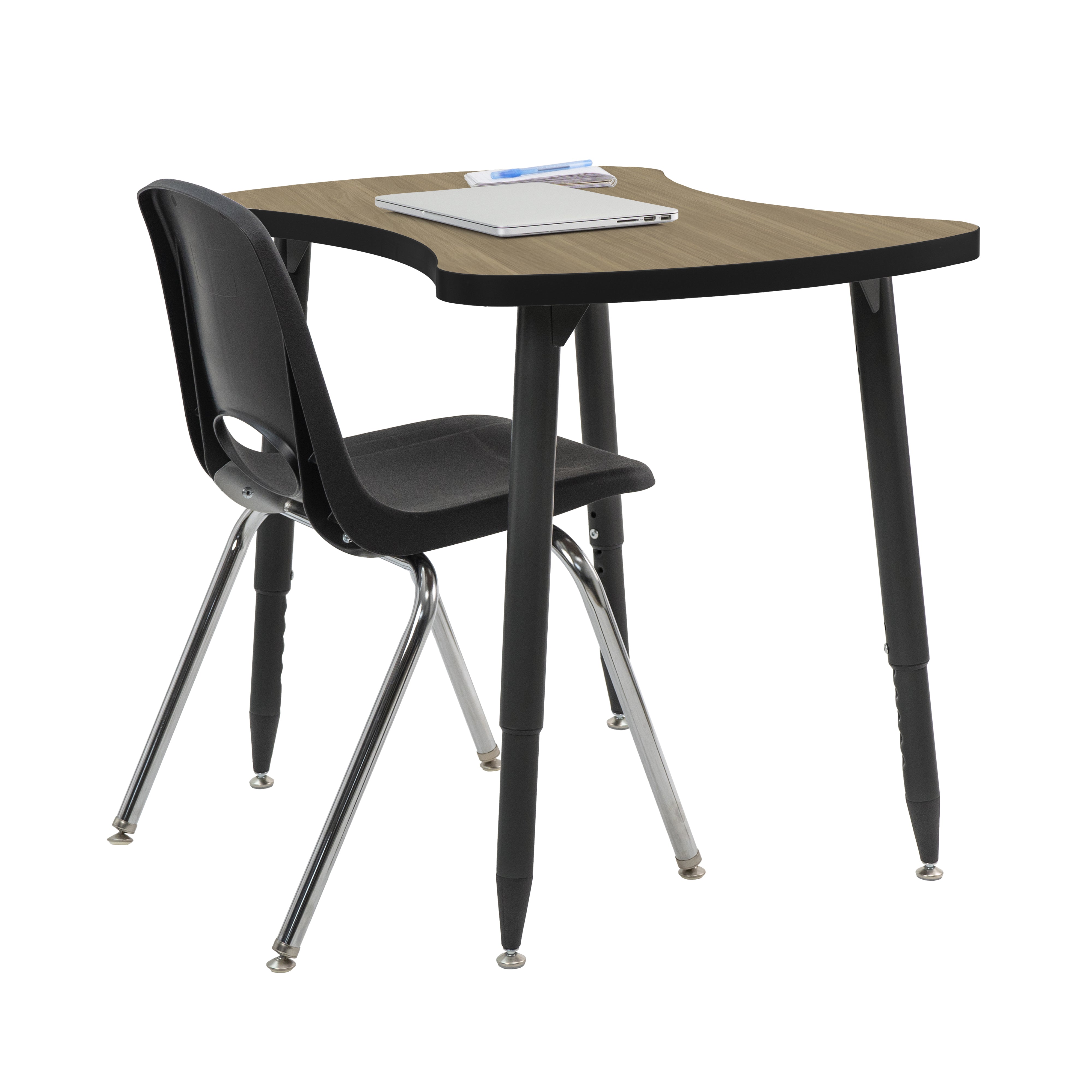 Adapte 25" x 37" Bowtie Thermofused Activity Table with Adjustable Tapered Legs - Pasadena Oak/Black