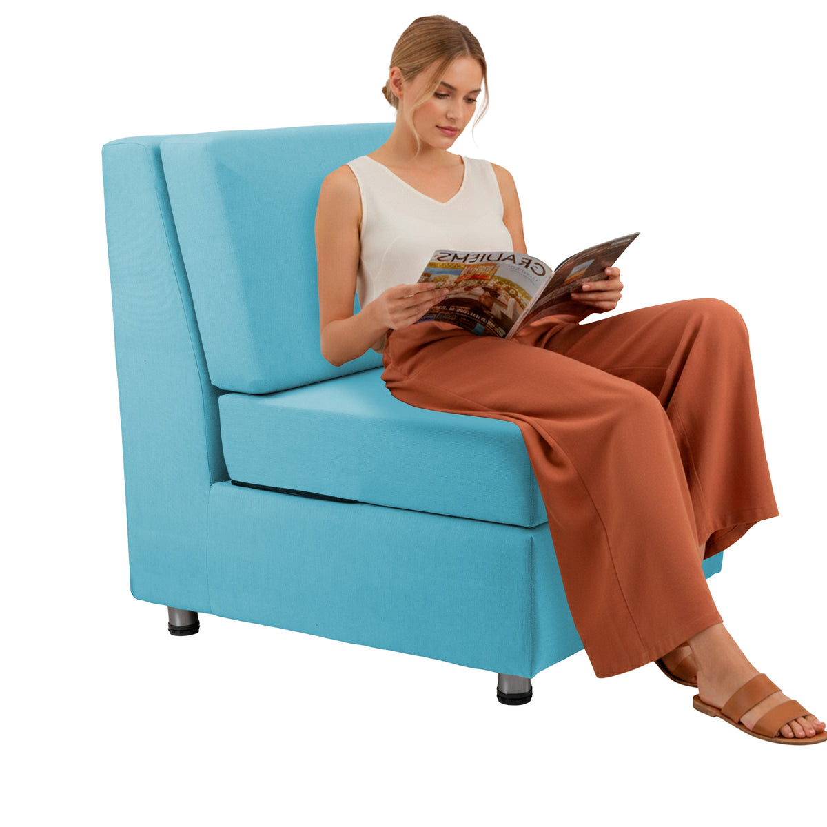 Outdoor Armless Chair with Sunbrella - Canvas Aruba