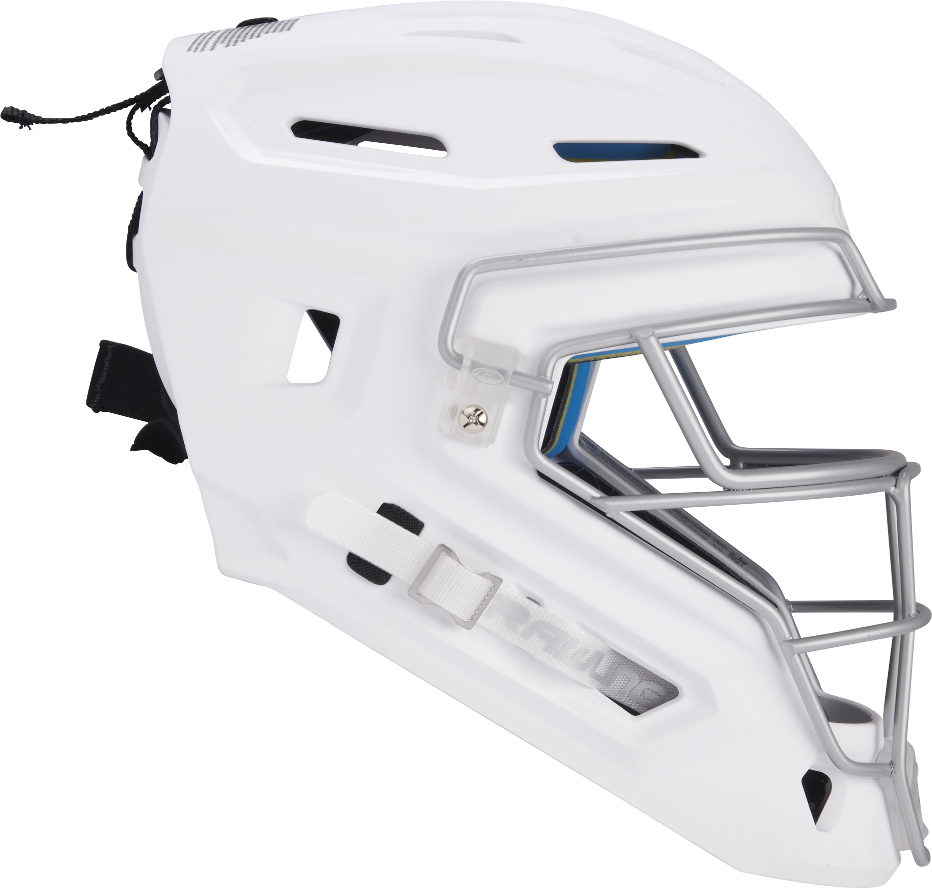 Rawlings Mach Matte 2-Tone Hockey Style Senior Catchers Helmet - White/White