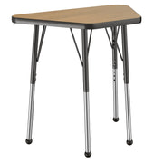 18" x 30" Trapezoid T-Molding Activity Table with Adjustable Standard Ball Glide Legs - Pasadena Oak/Black