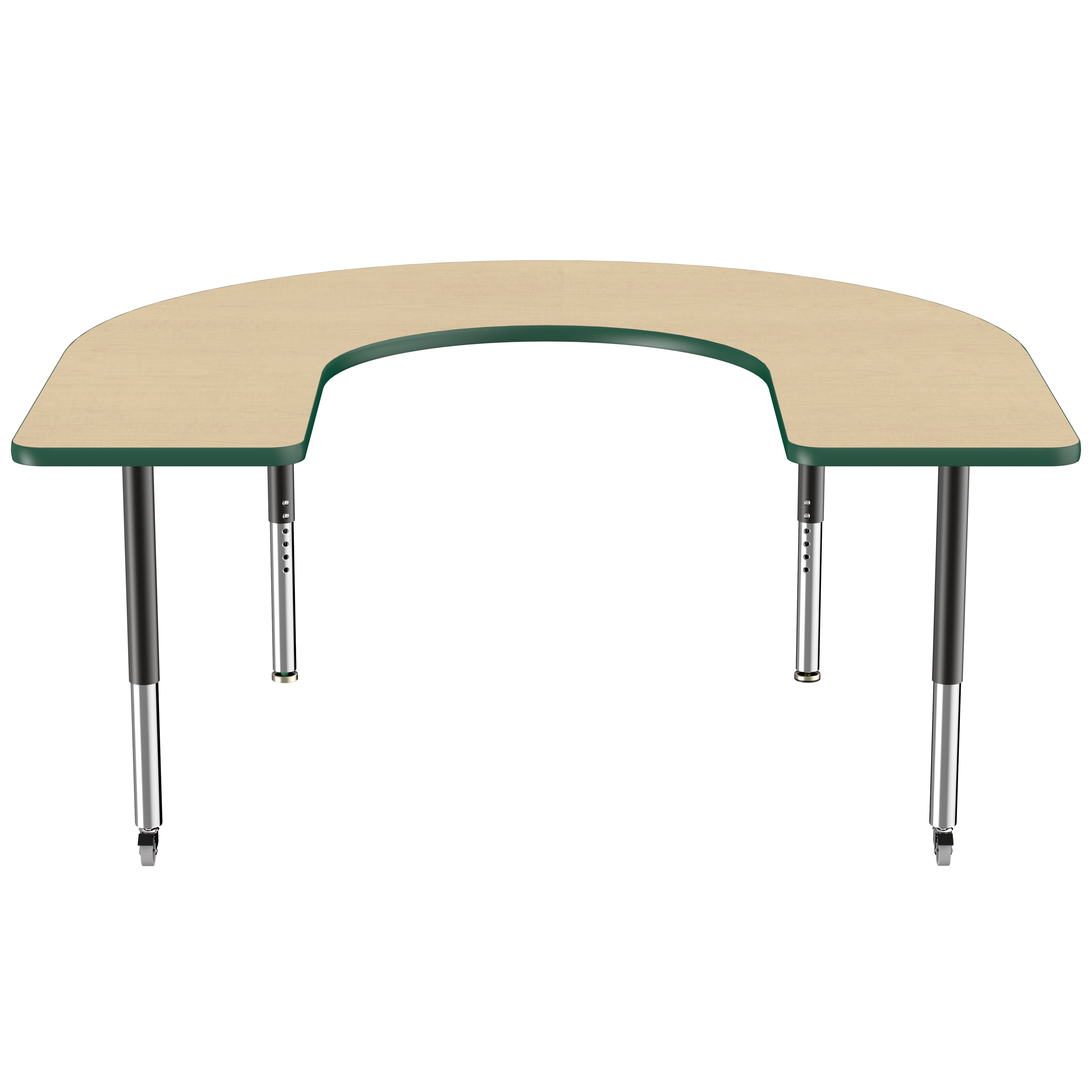 60" x 66" Horseshoe T-Molding Activity Table with Adjustable Super Legs - Maple/Green/Black
