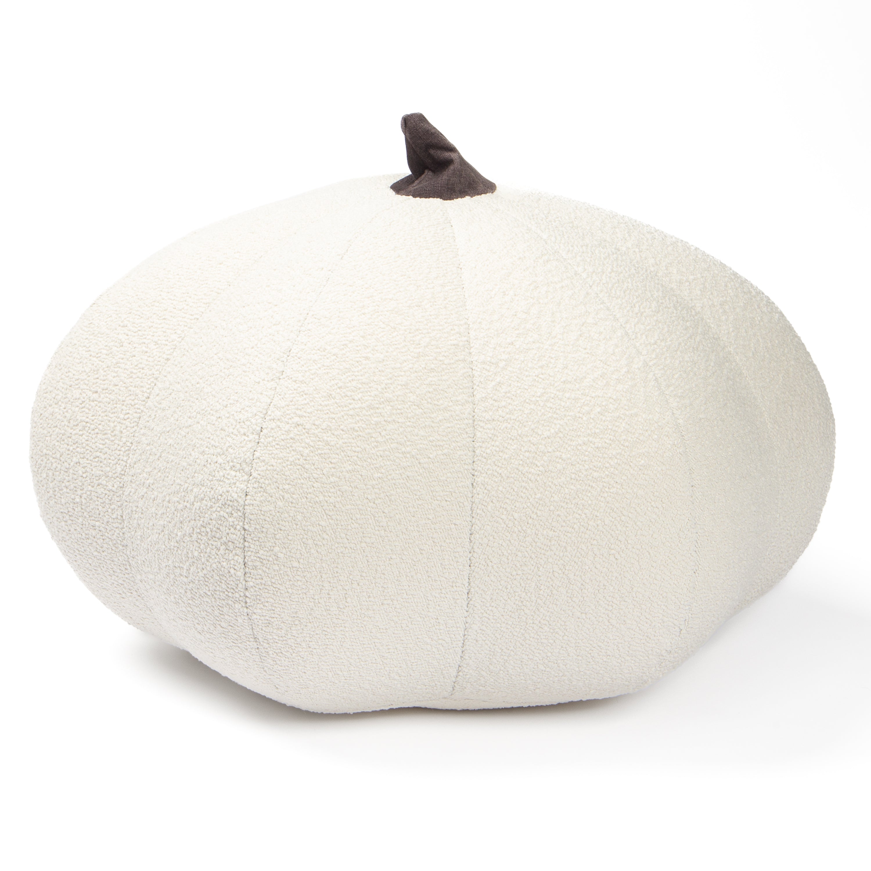 Jaxx Pumpkin Pouf - Luxurious Ottoman for Fall & Halloween Décor - Boucle White
