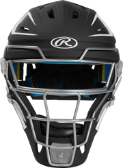 Rawlings Mach Matte 2-Tone Hockey Style Senior Catchers Helmet - Black/White