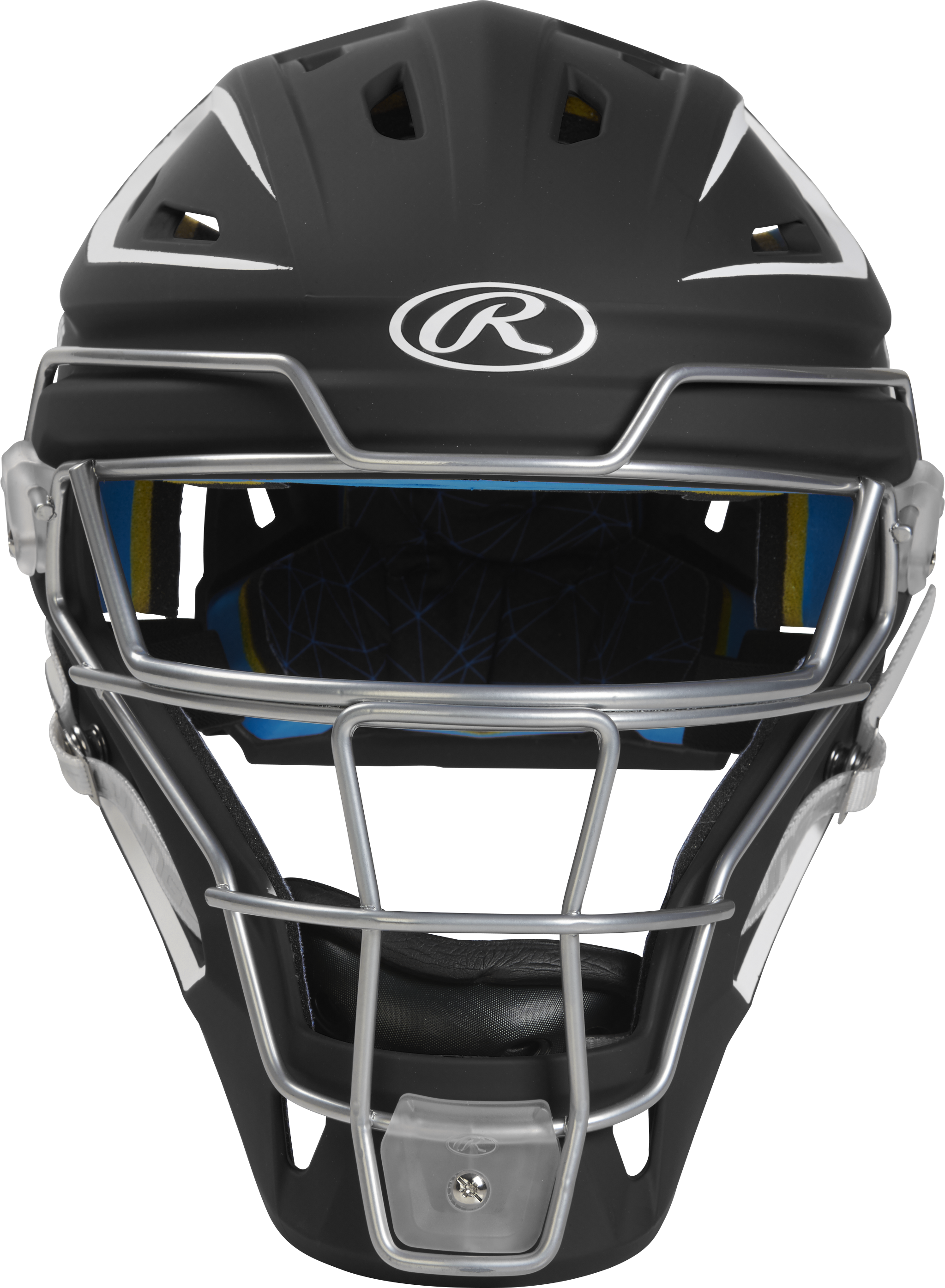Rawlings Mach Matte 2-Tone Hockey Style Senior Catchers Helmet - Black/White