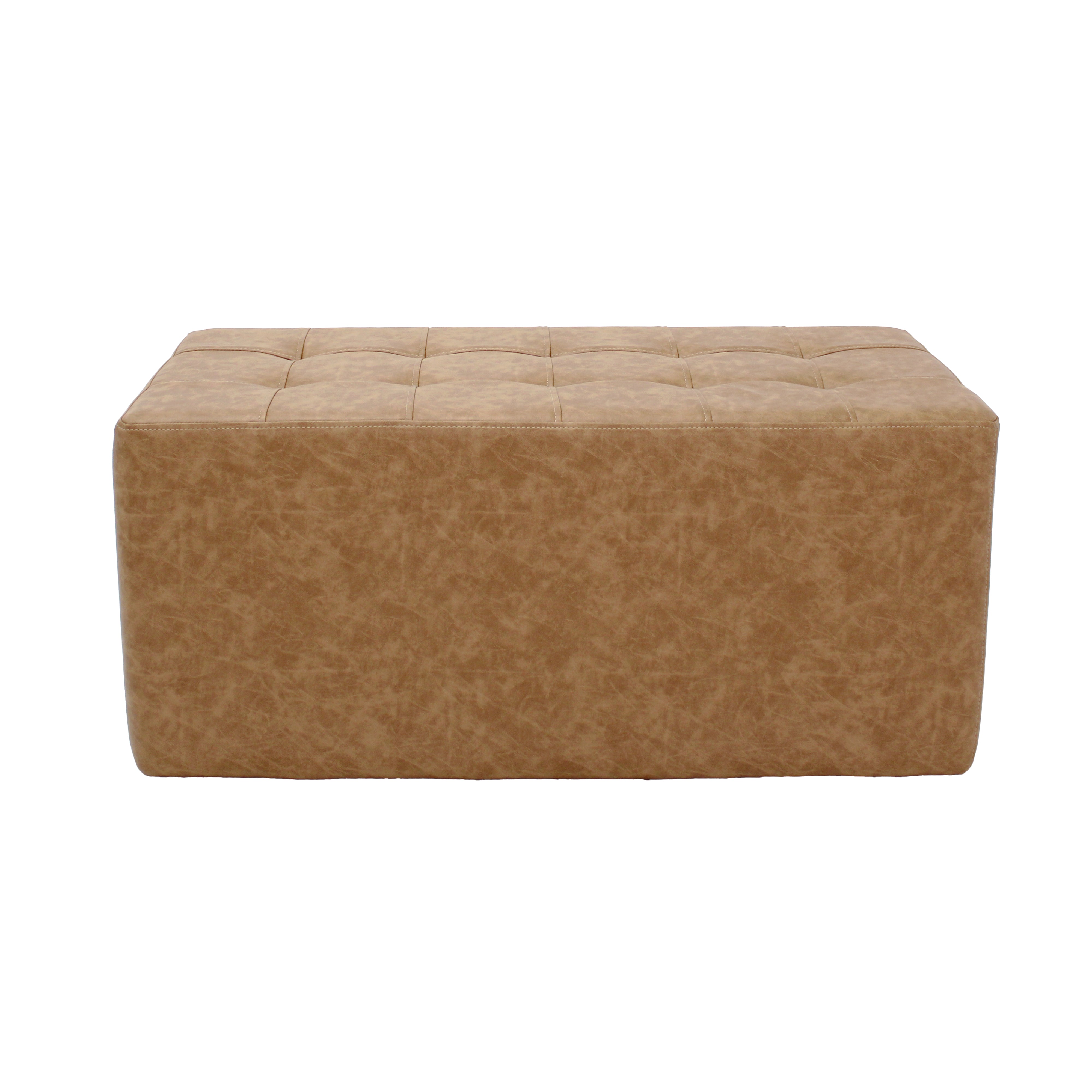 Rustic Tufted Rectangle Ottoman 16" Height - Pecan