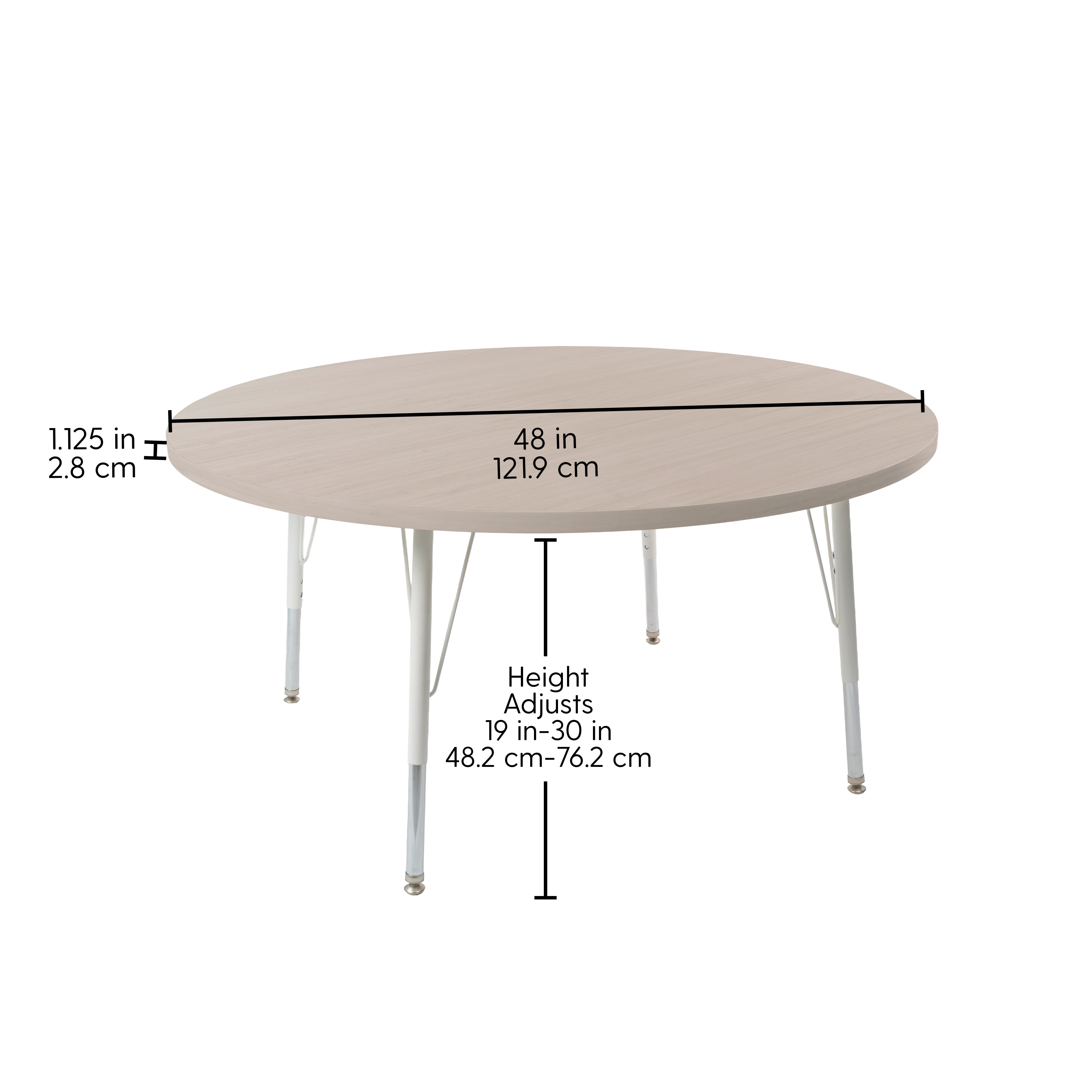 48" Round Thermofused Woodgrain Activity Table with Standard Legs - Asian Sand/White