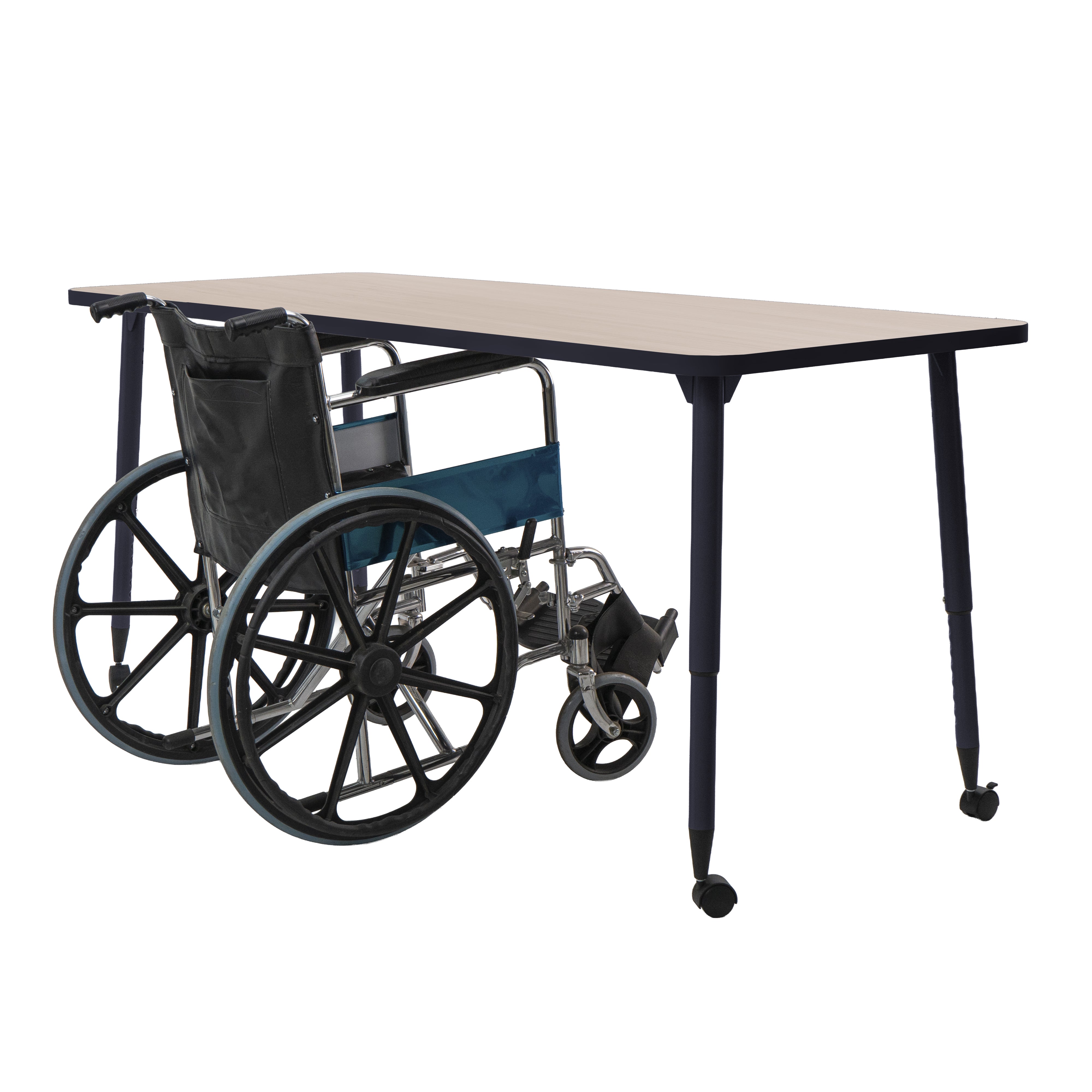 Adapte 30" x 72" Rectangle Activity Table with Adjustable Tapered Legs - Asian Sand/Navy