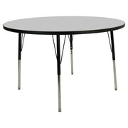 48" Round Thermofused Activity Table with Adjustable Standard Swivel Glide Legs - Gray/Black
