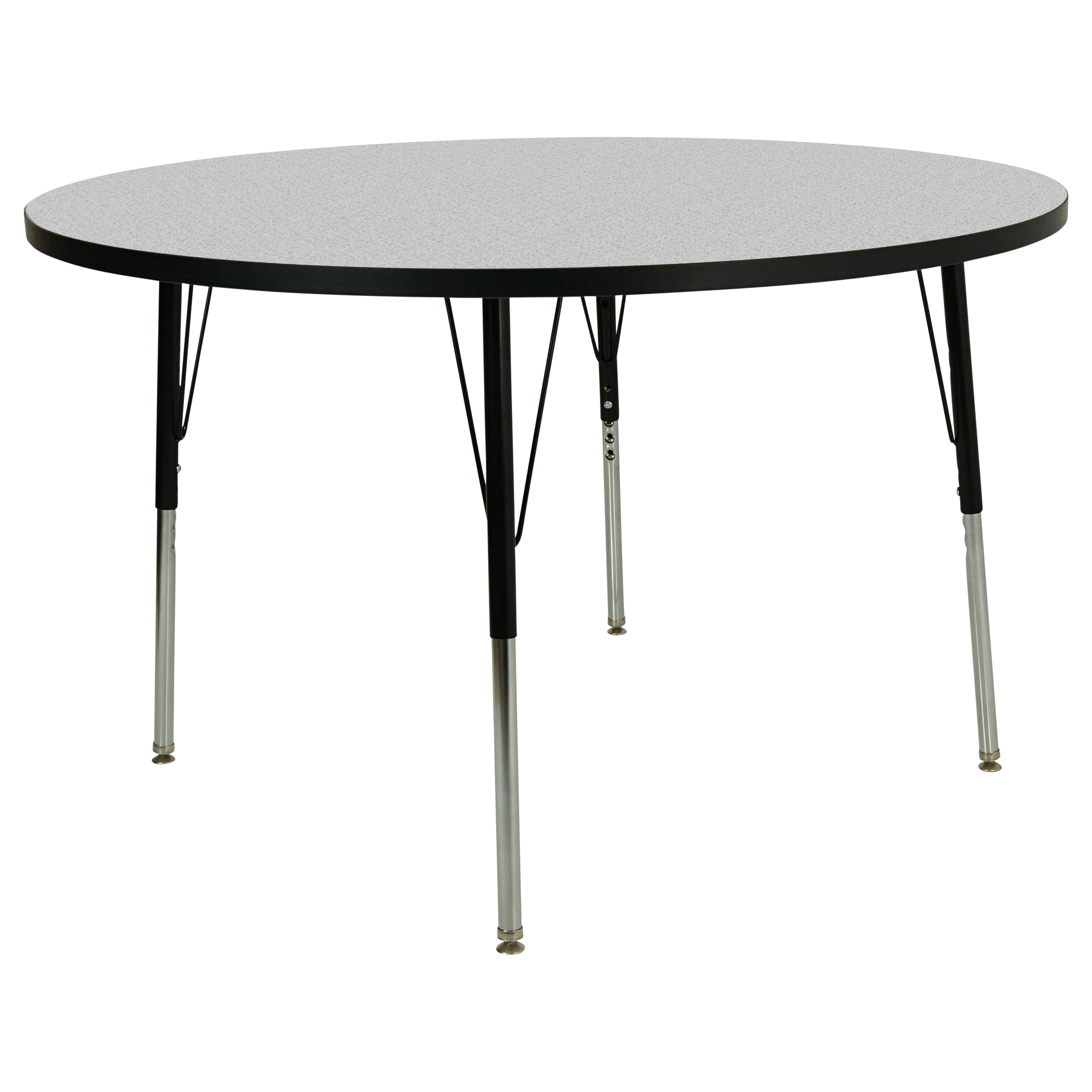 48" Round Thermofused Activity Table with Adjustable Standard Swivel Glide Legs - Gray/Black