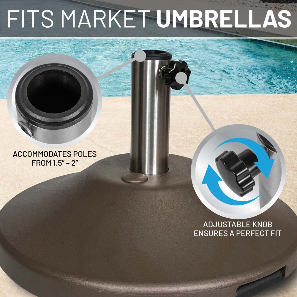 Fillable 50 lb Premium Umbrella Base with Stainless Stem (Bronze)