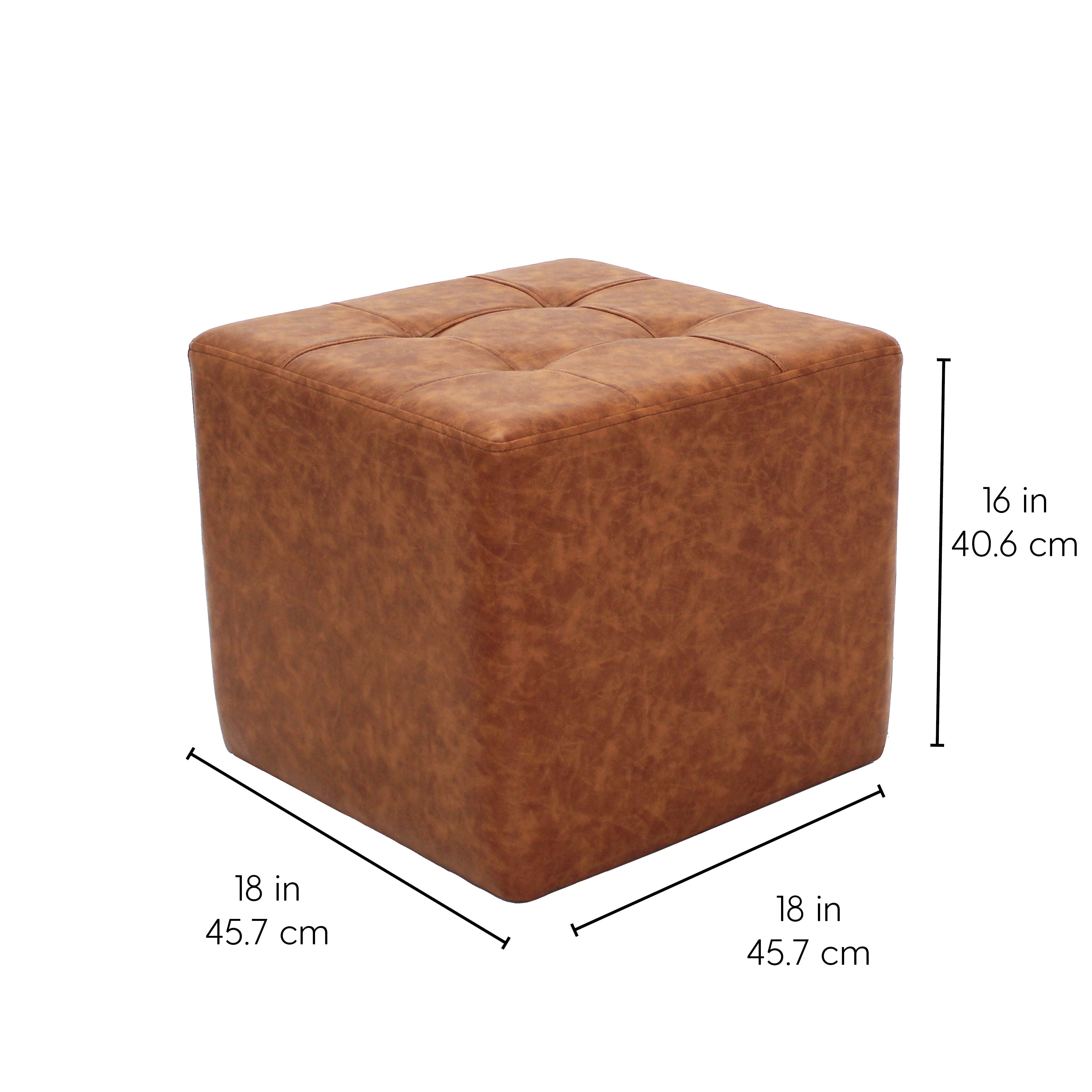 Rustic Tufted Square Ottoman 16" Height - Hazelnut