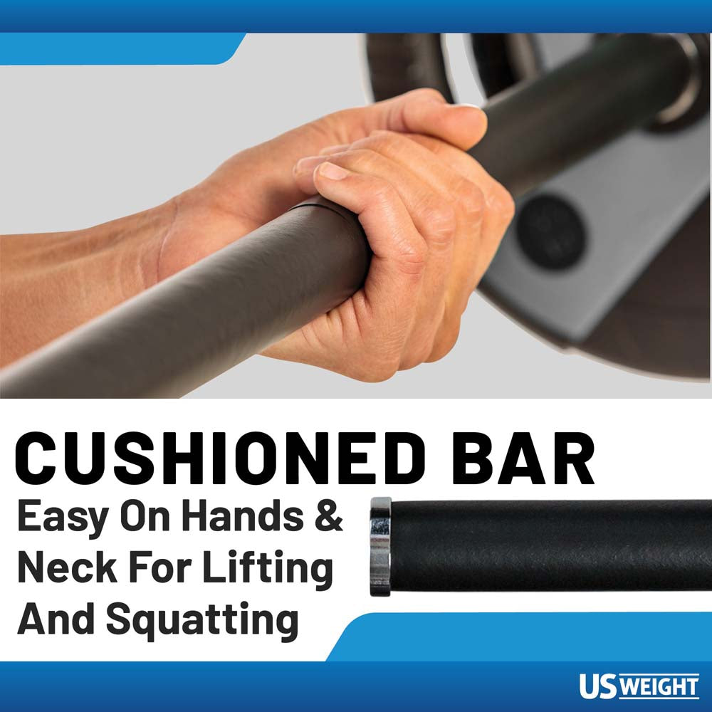 US Weight 54 LB Weight Set with 55" Padded Bar - Grey